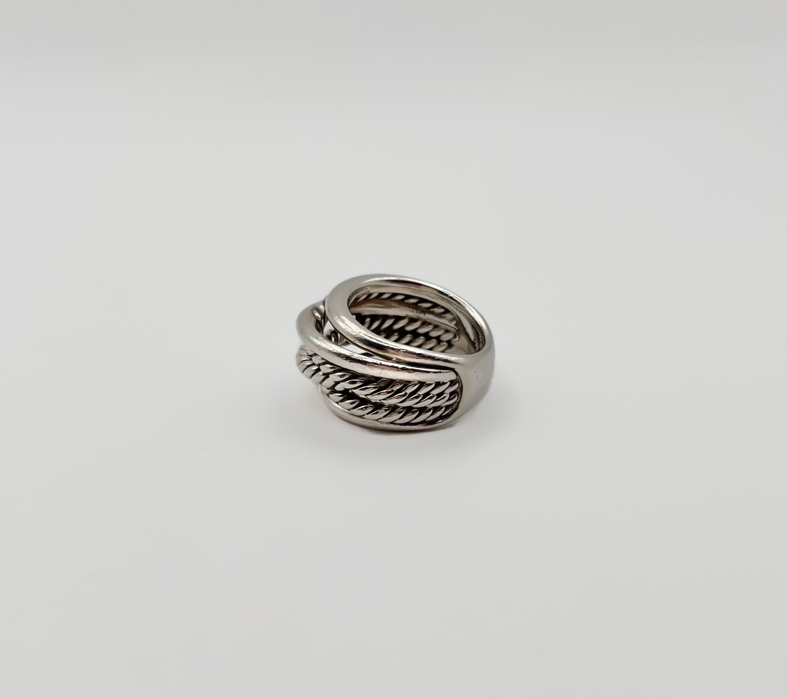 David Yurman Sterling Silver 14.7mm Crossover Ring- Size