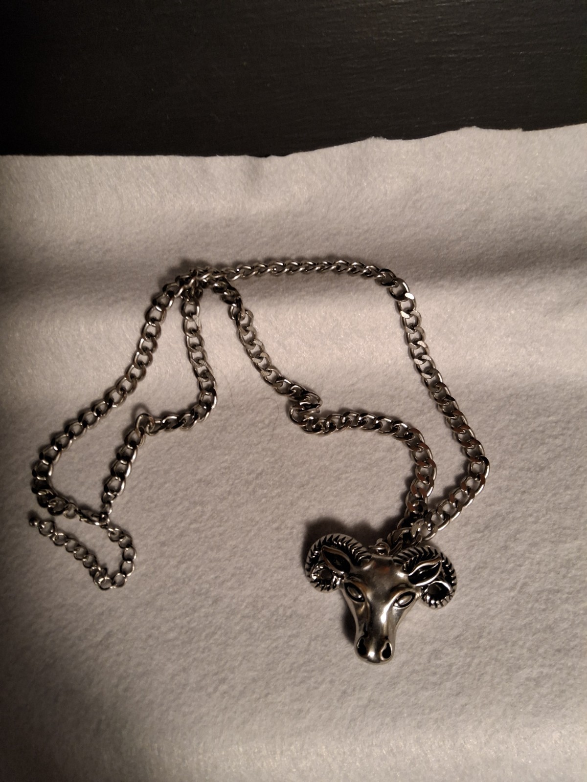Mens Chain Necklace With Pendant Ram. Silver Color Chunky Chain. Up To 28in.