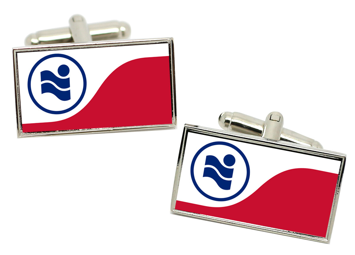 Irving TX (USA) Flag Cufflinks in Chrome Gift box