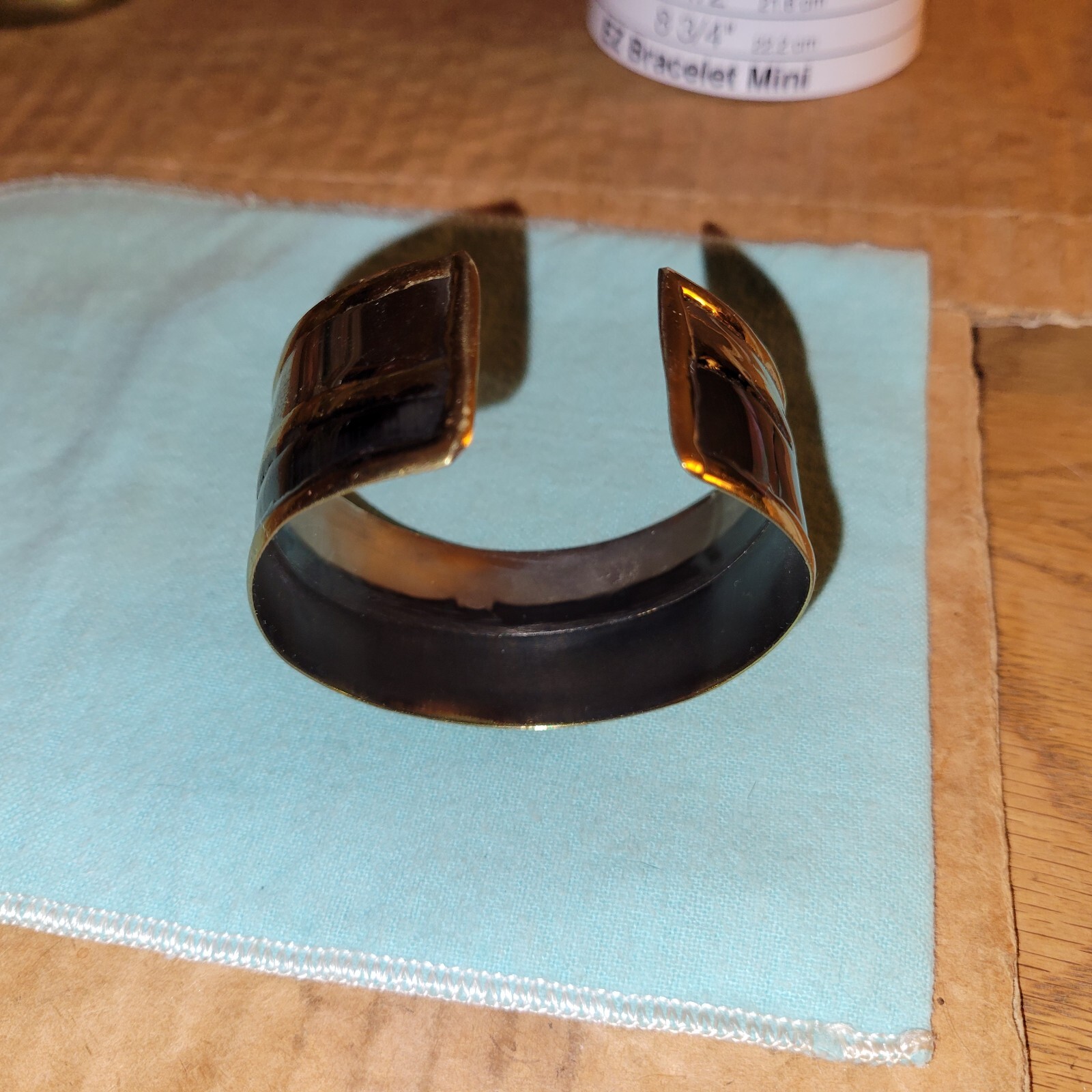 Abstract Gold Silver Black Tri-Color Cuff Bracelet