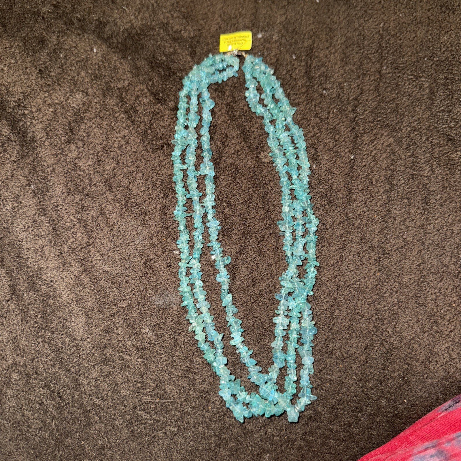 Blue Apatite Triple Strand Necklace With Sterling Clasp 20” Long With Tag