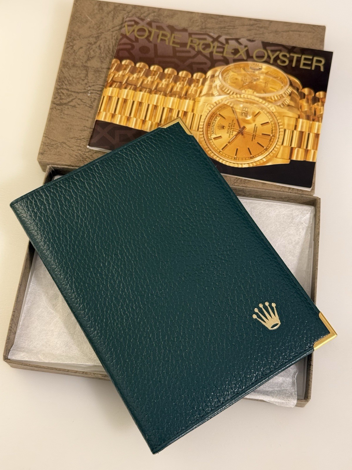Vintage Rolex Green Document Wallet Papers Holder With Oyster Booklet