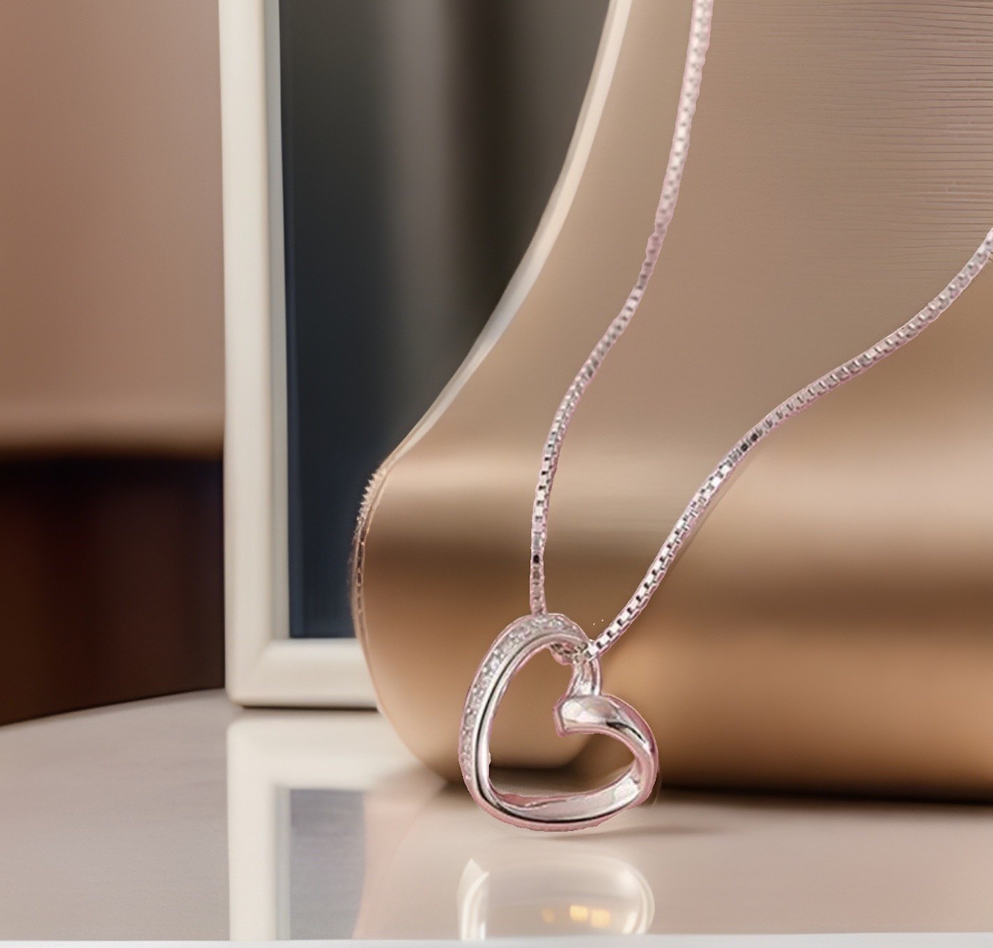 Silver Heart Necklace 925 With CZs