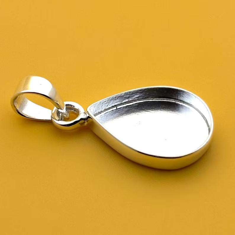 925 Sterling Silver 5x7mm Pear Bezel Pendant Setting Jewelry Making