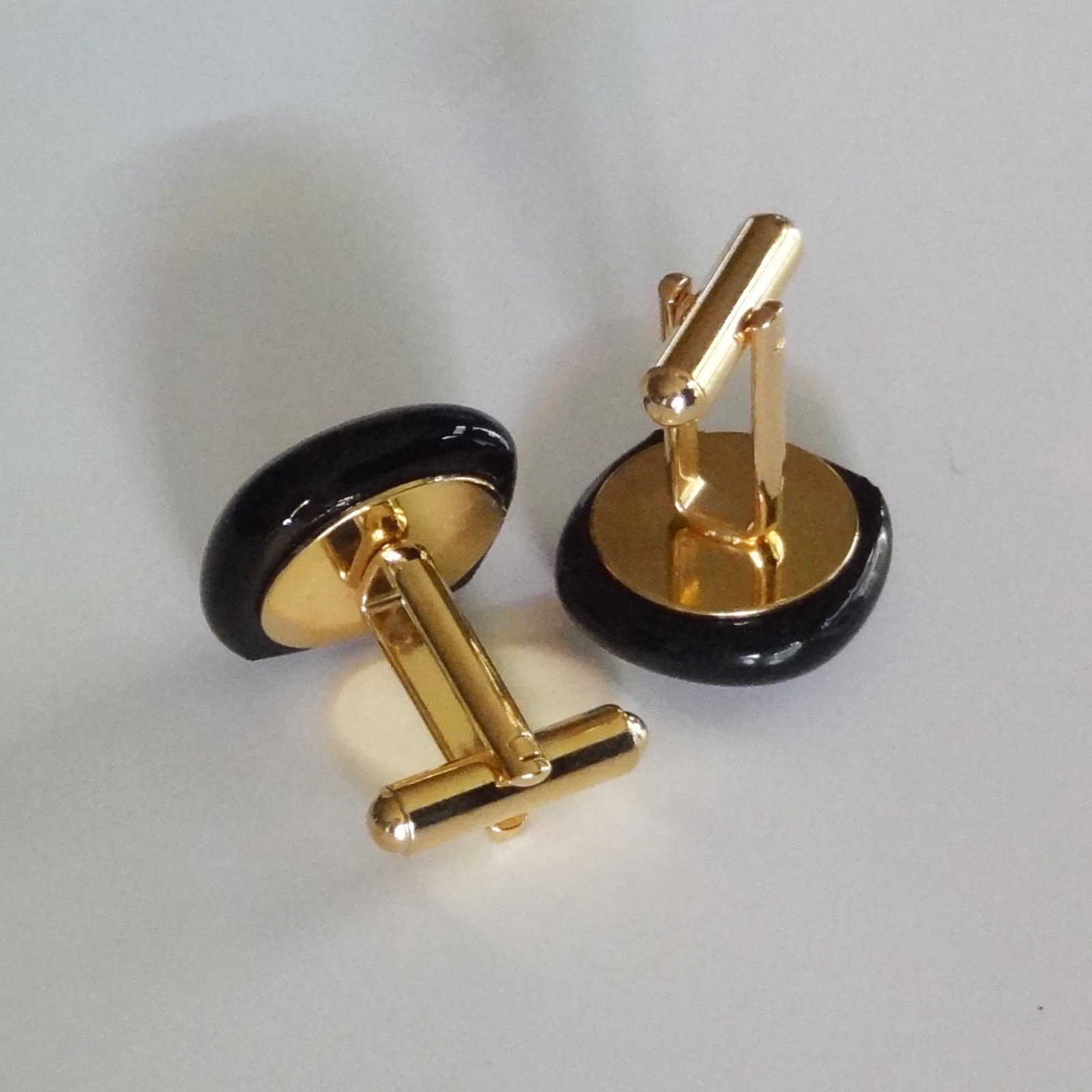 Personalized Monogram Cufflinks – Gold initials on black glass