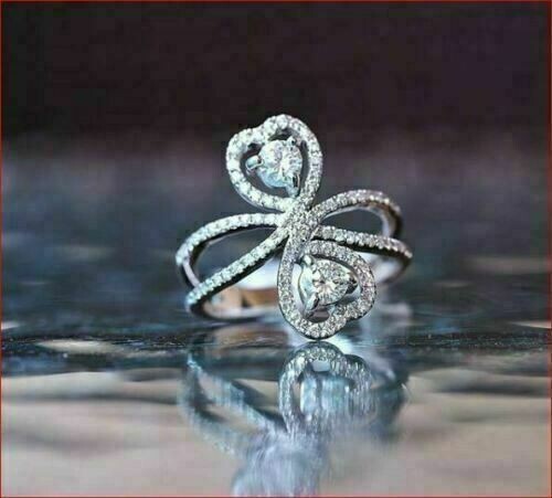Split Shank Engagement Wedding Open Halo Ring 925 Silver 2Ct Lab Created Diamond