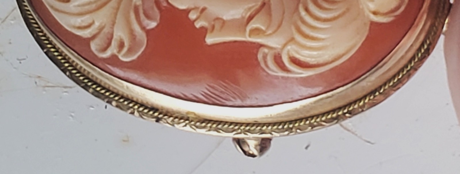 Antique/Vintage (early1900s) High-Relief CAMEO Brooch/Pendant Shell 14kGold EXC!