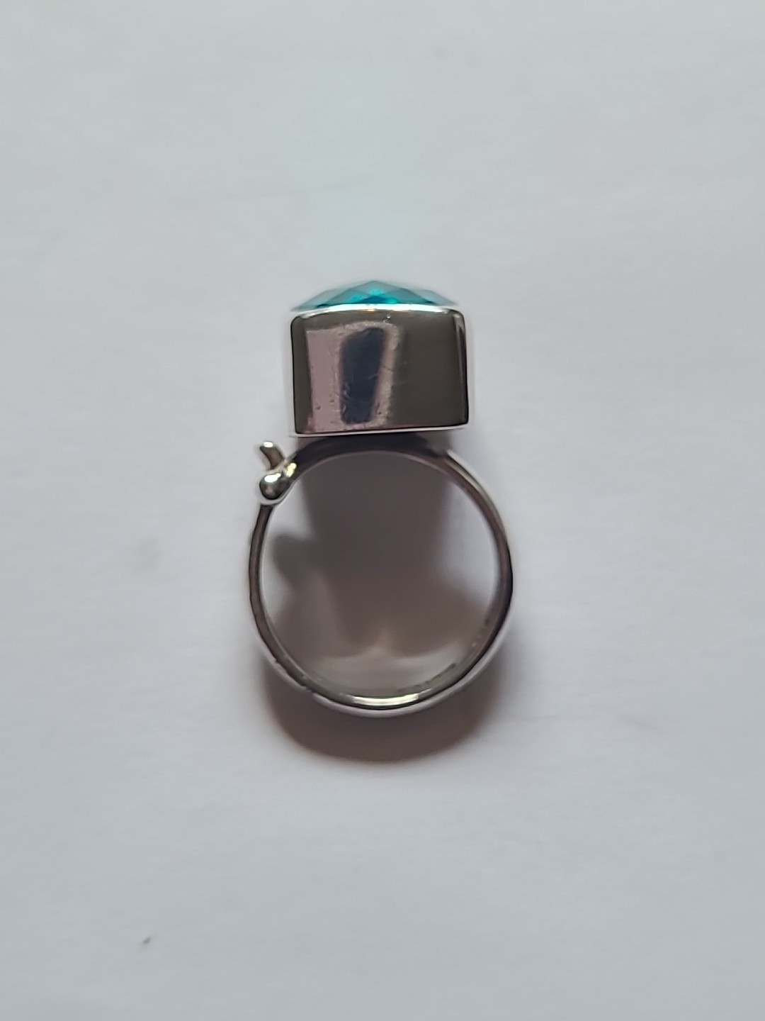 Stunning Sajen Sterling Silver Faceted Blue Ocean Quartz Gemstone Ring Size 6.5