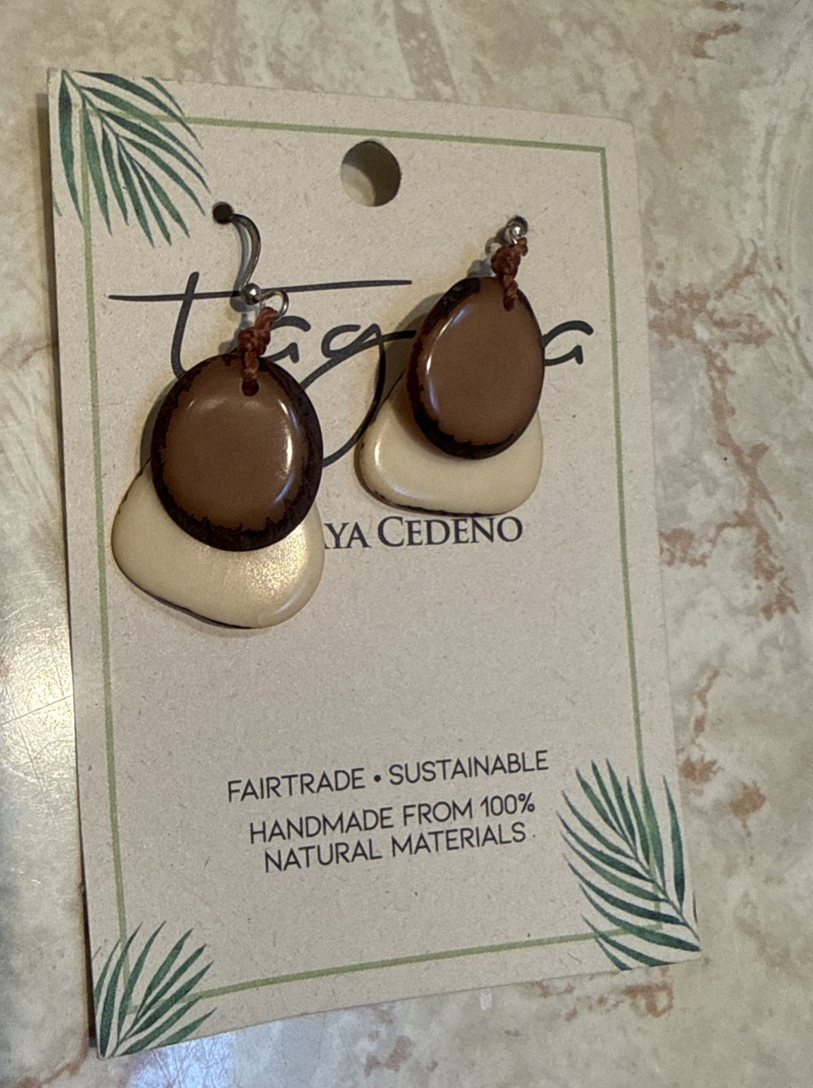 Tagua By Soraya Cedeno Sustainable Brown Earrings Handcrafted From Ecuadorian Ra