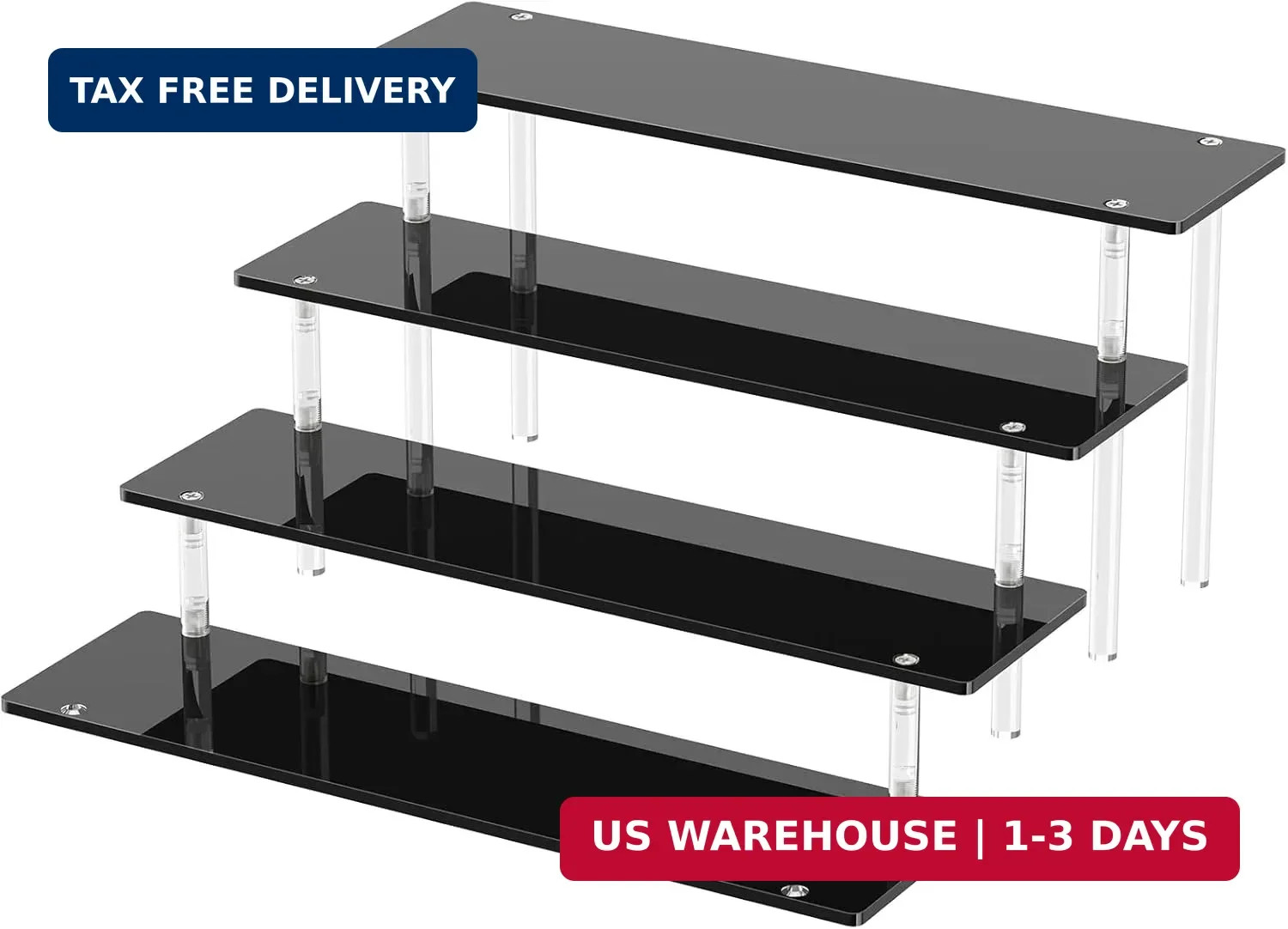 4 Tier Acrylic Display Risers, Black Perfume Organizer Stand, Large Cupcake Stan