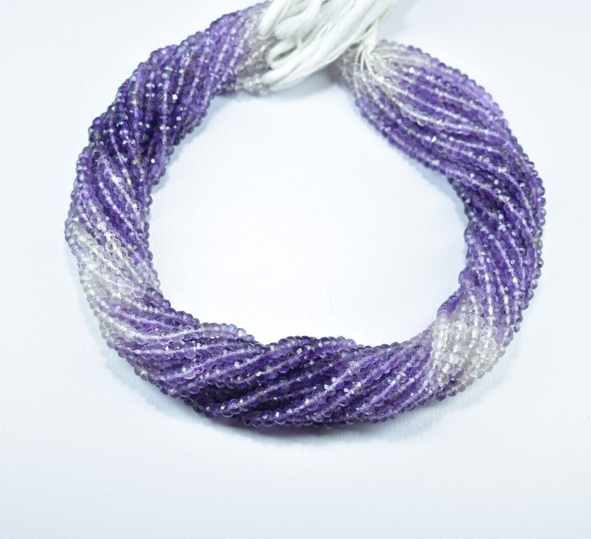 Natural Amethyst Shaded Rondelle Faceted Loose Gemstone Beads 13″ 1 Strand 4mm