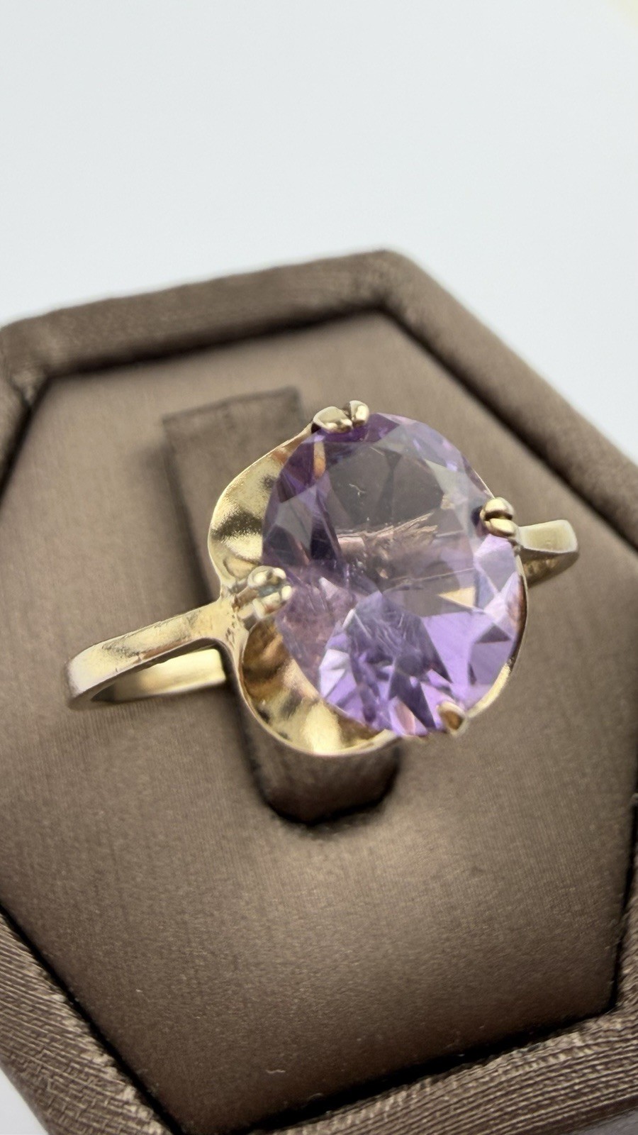 Amethyst 9ct Gold Ring , Vintage And Hallmarked , Yellow Gold