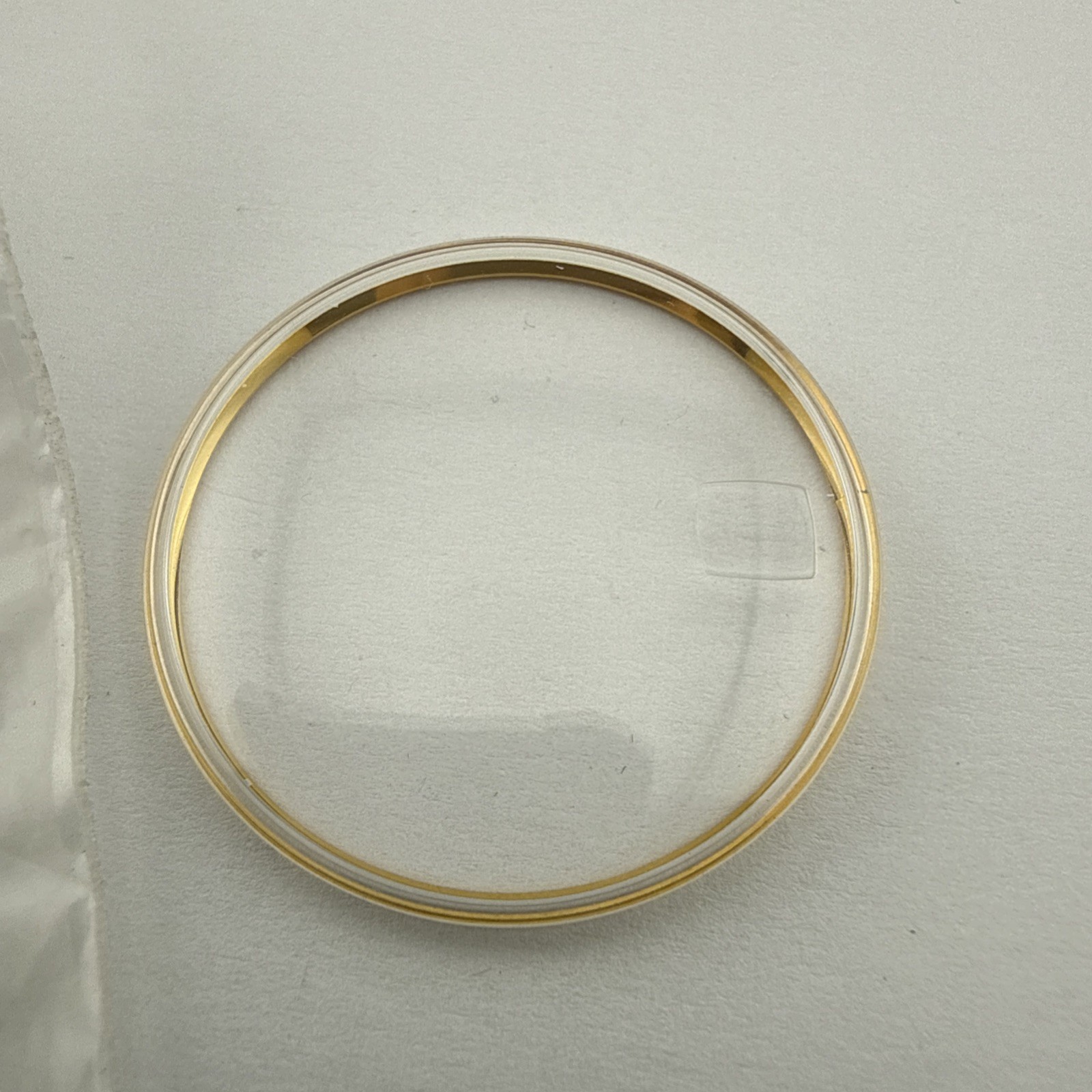 Omega Watch Crystal W/ Date Acrylic 31.8mm Yellow Gold tension ring – NOS