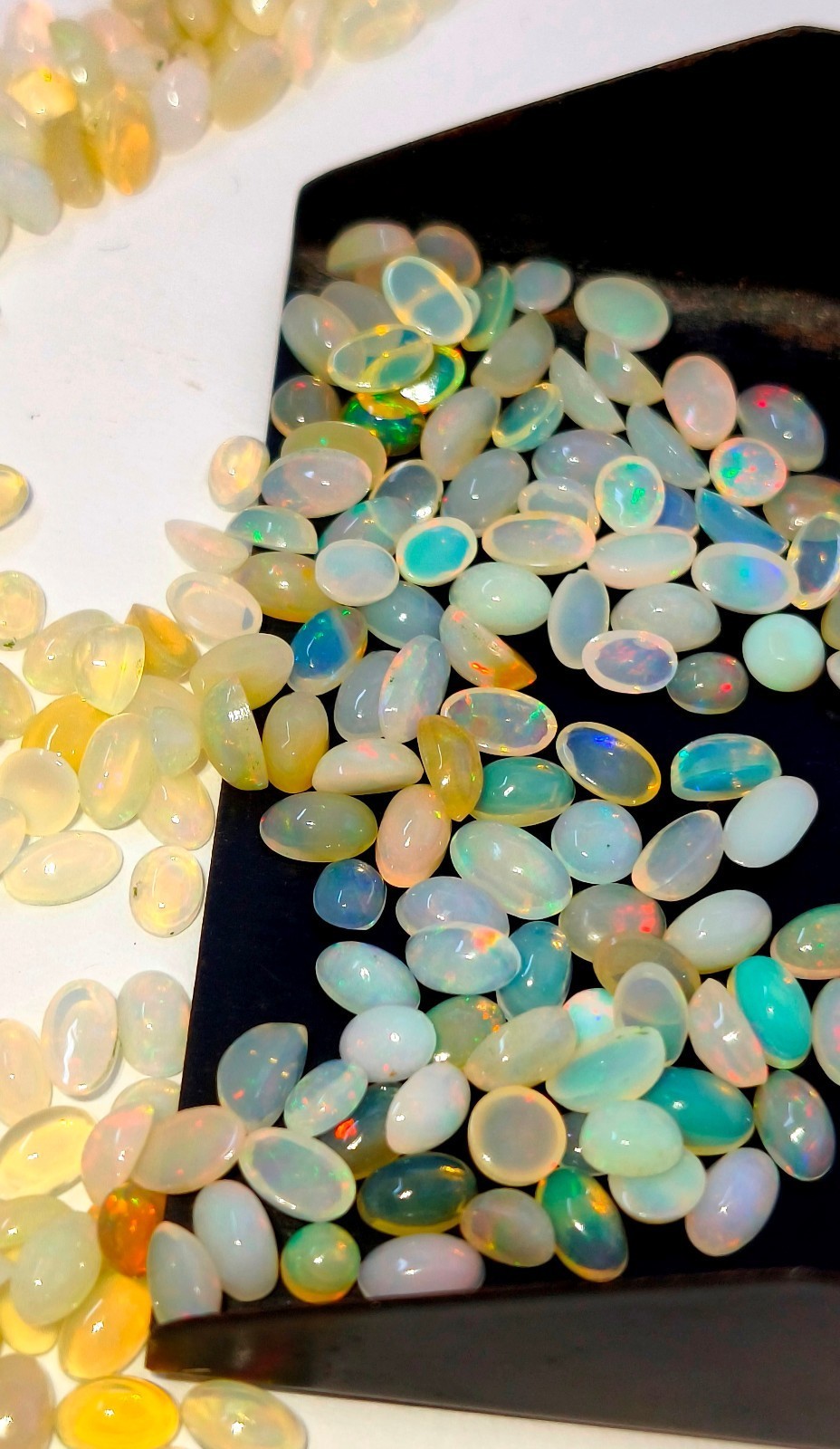 Natural Ethiopian Opal Multi Fire AAA+ Oval Cabochon Loose Gemstone Lot 5X3 MM