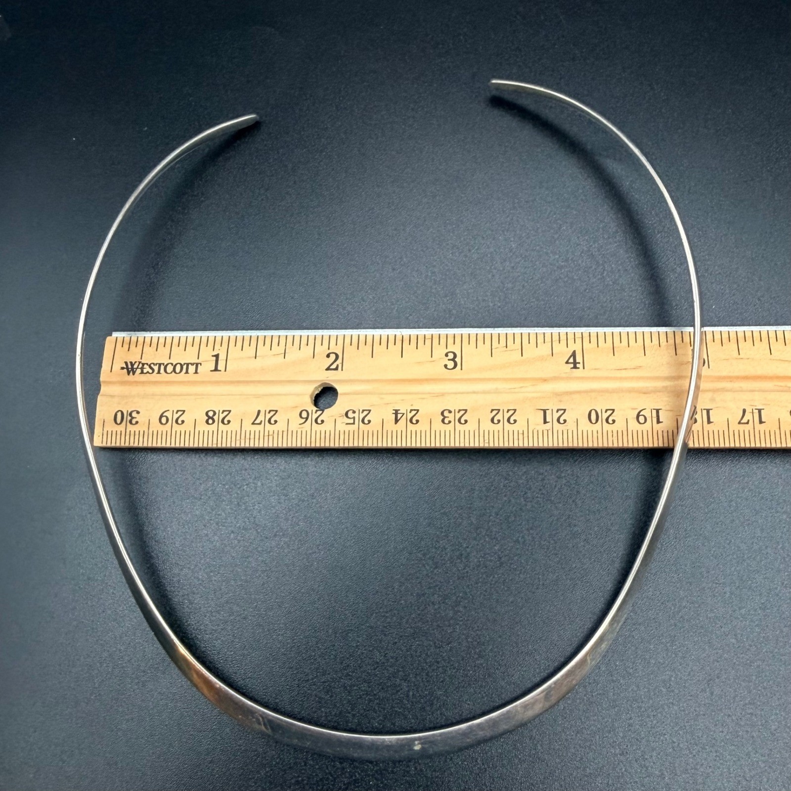 Sterling Silver 925 Torque Collar Necklace 15 Inch 28 Grams Minimalist Modernist
