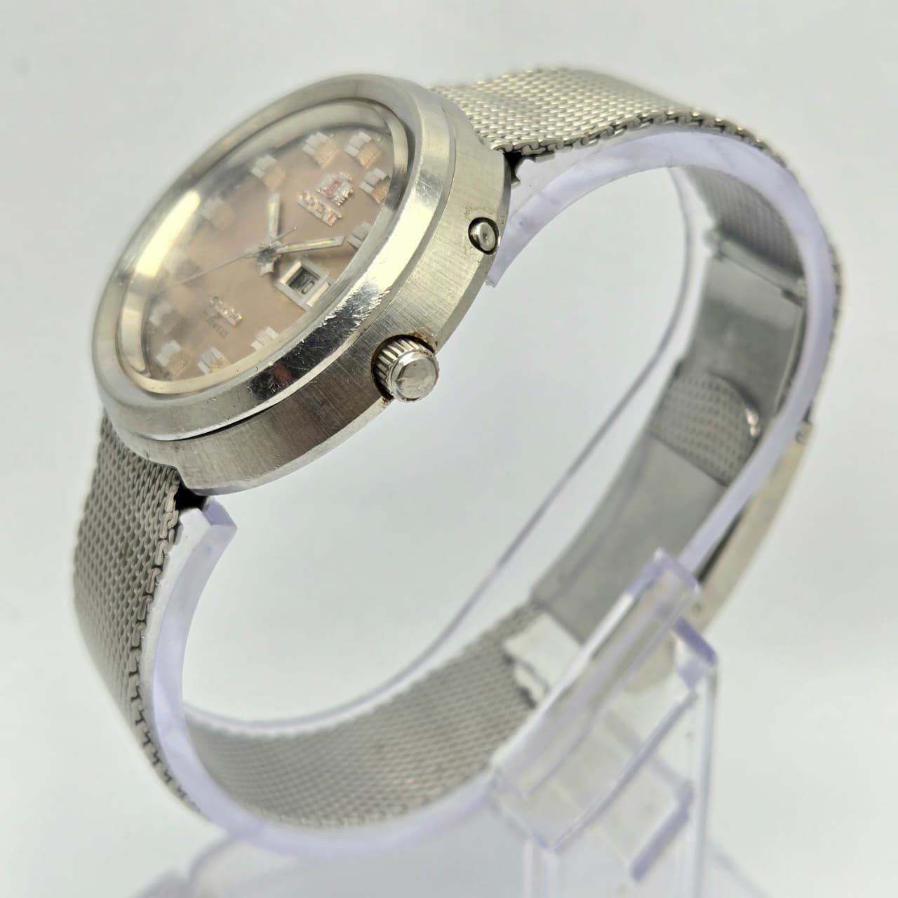 ORIENT CRYSTAL 429-61760 AUTOMATIC 27 JEWELS UFO DAY/DATE VINTAGE MEN’S WATCH