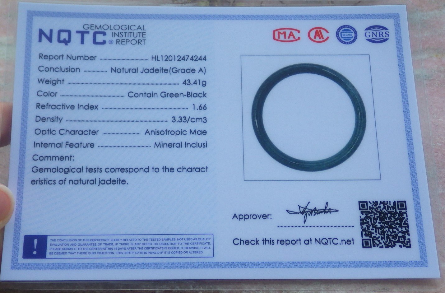 Video Certified Natural A JADE JADEITE Circle Bangle Bracelet 69 mm 131740 VS