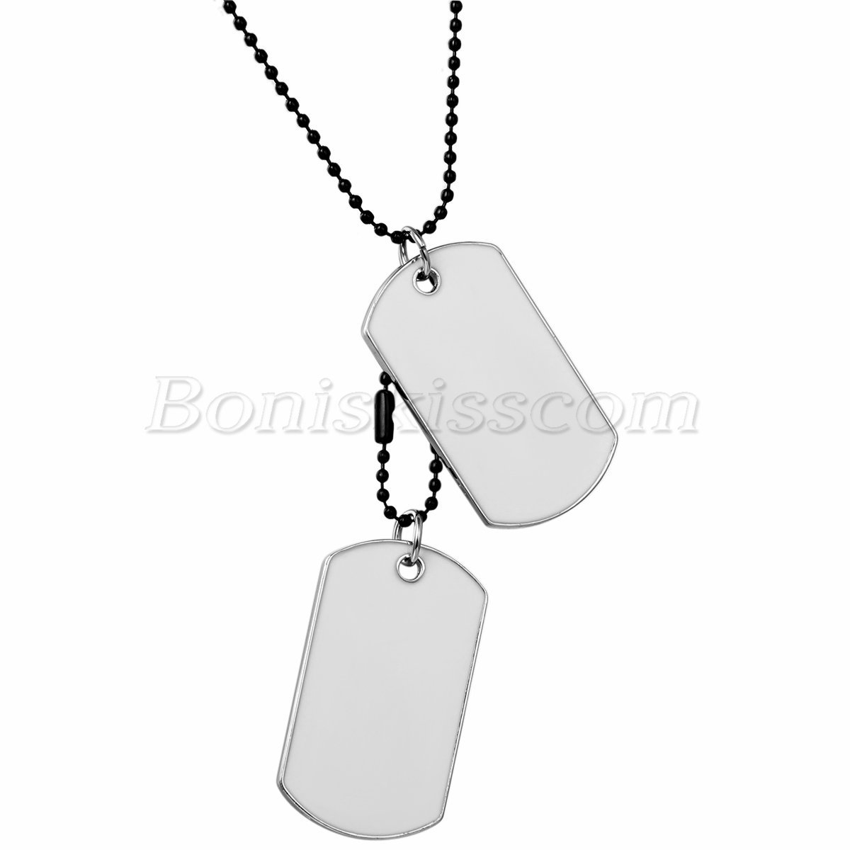 Alloy Military Style Double Dog Tags Pendant Bead Chain Necklace For Men’s Gift