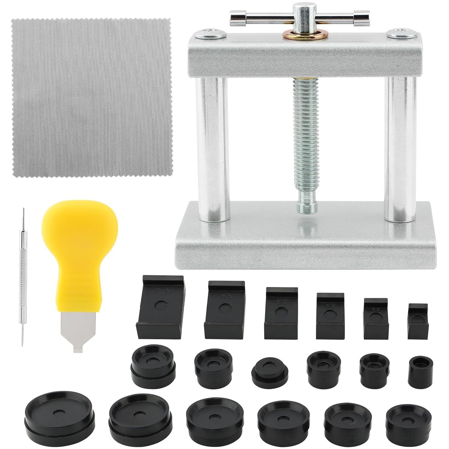 Watch Press Tool Kit with 18 Molds & Opener Remover, Back Case Closer for Closin