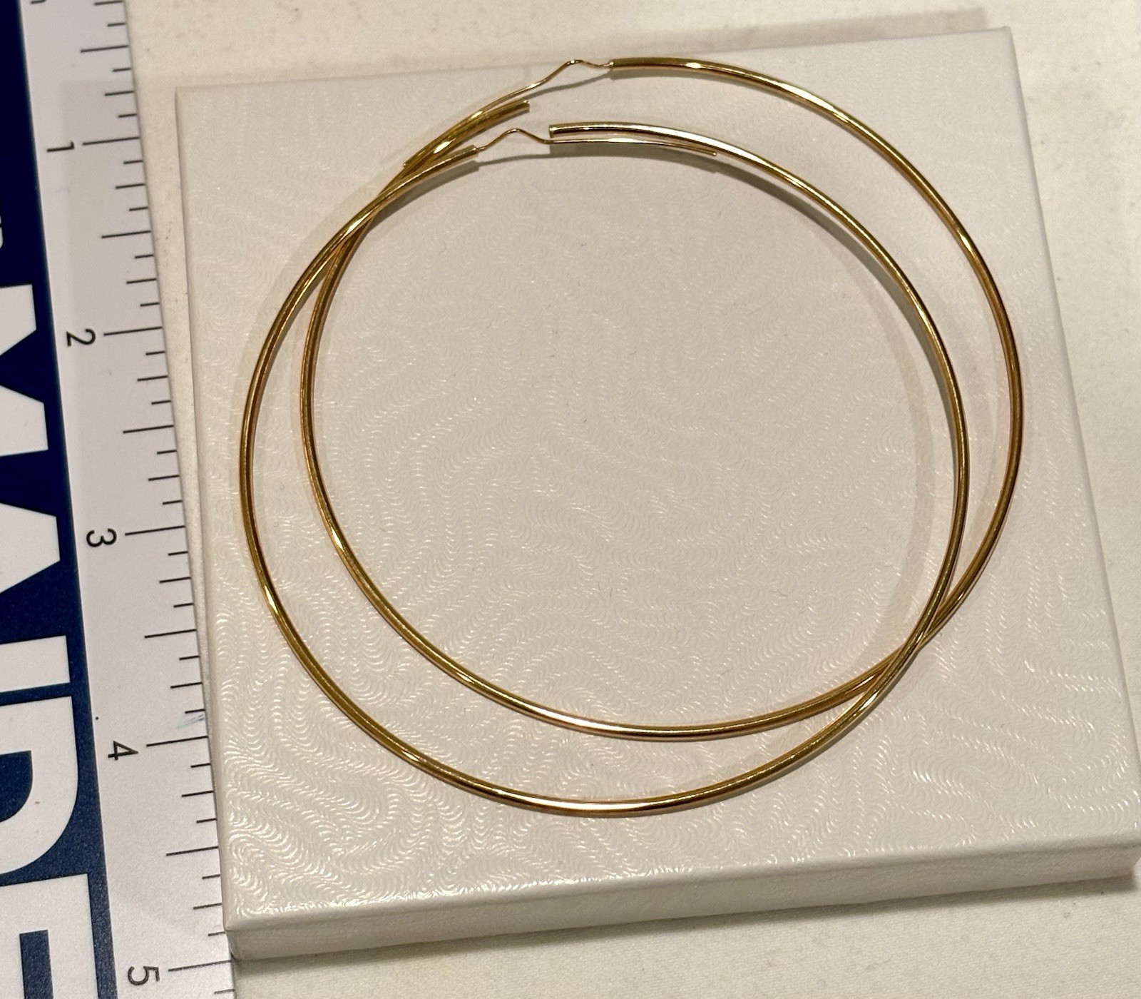 4” Inches Large Shiny Endless Hoop Earrings REAL 14K Yellow Solid Gold