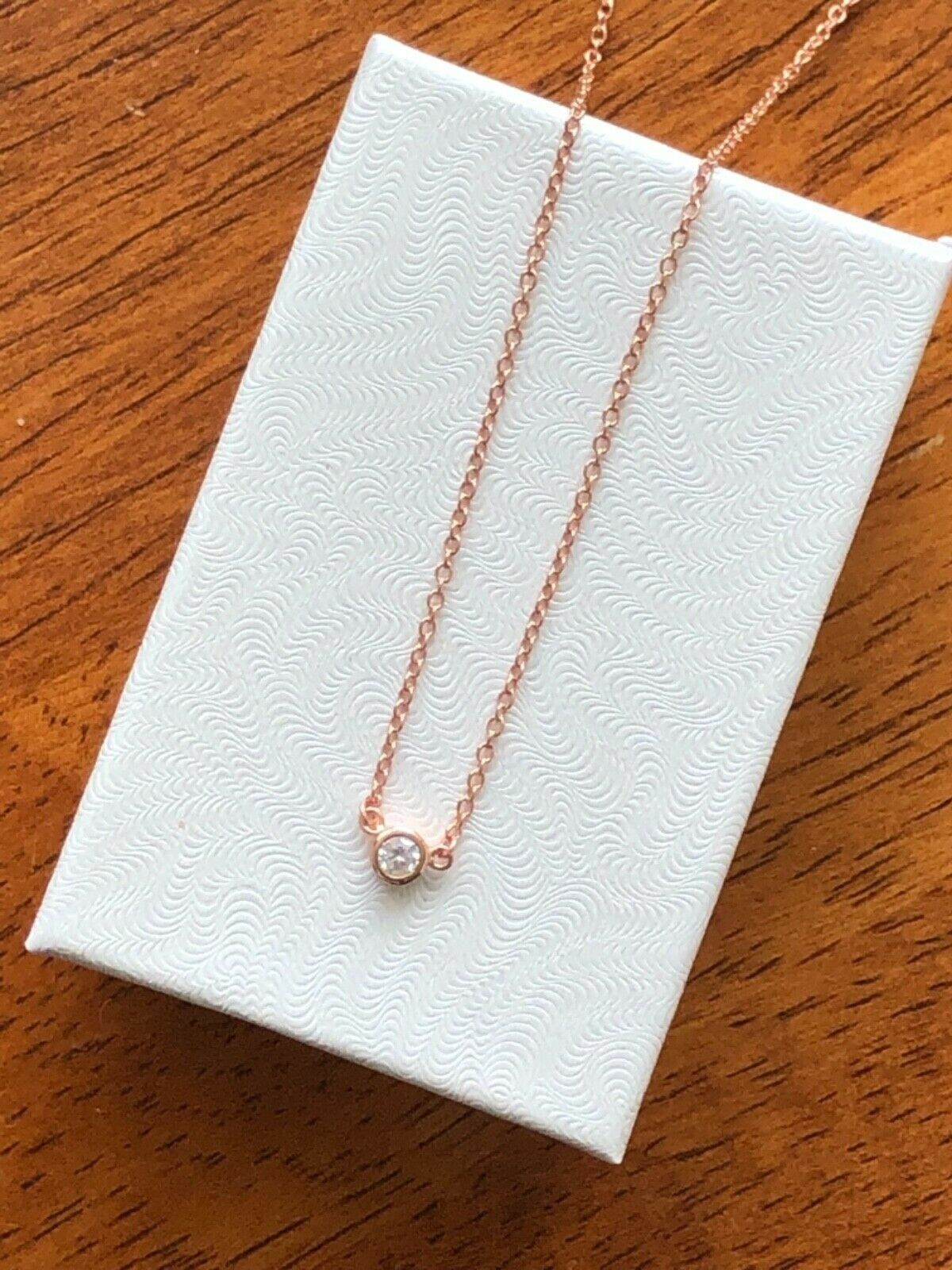 925 Sterling Silver CZ Round Bezel Solitaire Pendant Necklace Dainty 3mm 17.75″