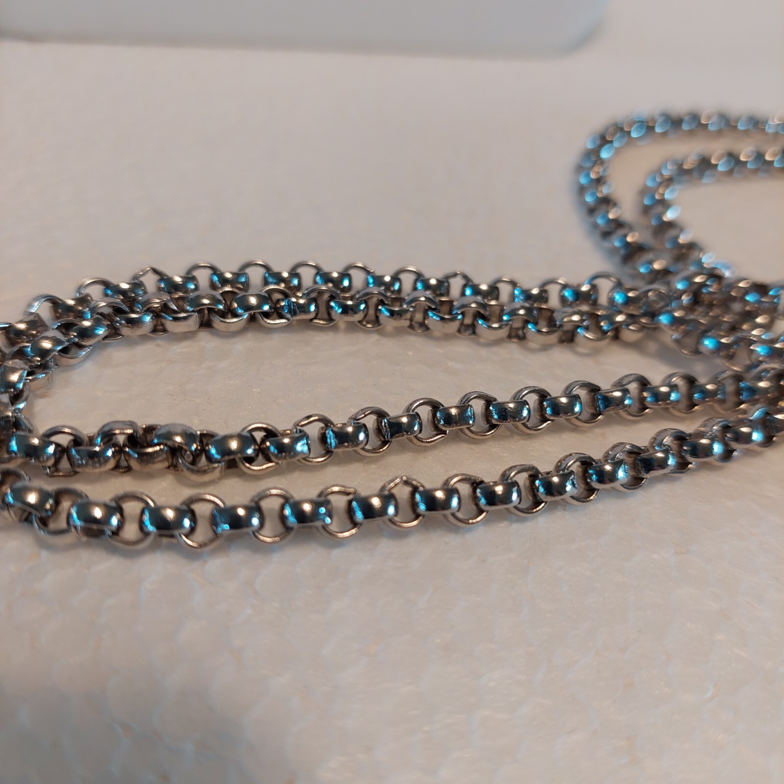 Roget TM Big Links Chain Necklace Silver Tone 36 Inch Classic Simple Vintage
