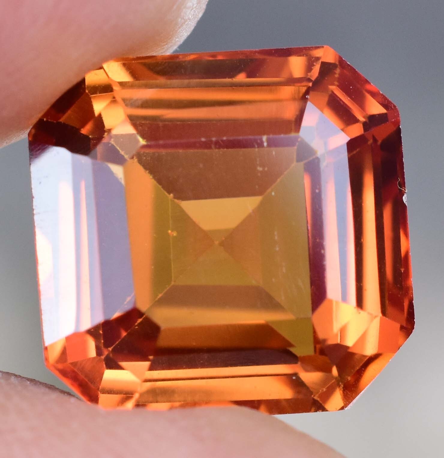 14.85Ct Natural Ceylon Padparadscha Sapphire Stunning Certified Asscher Gemstone