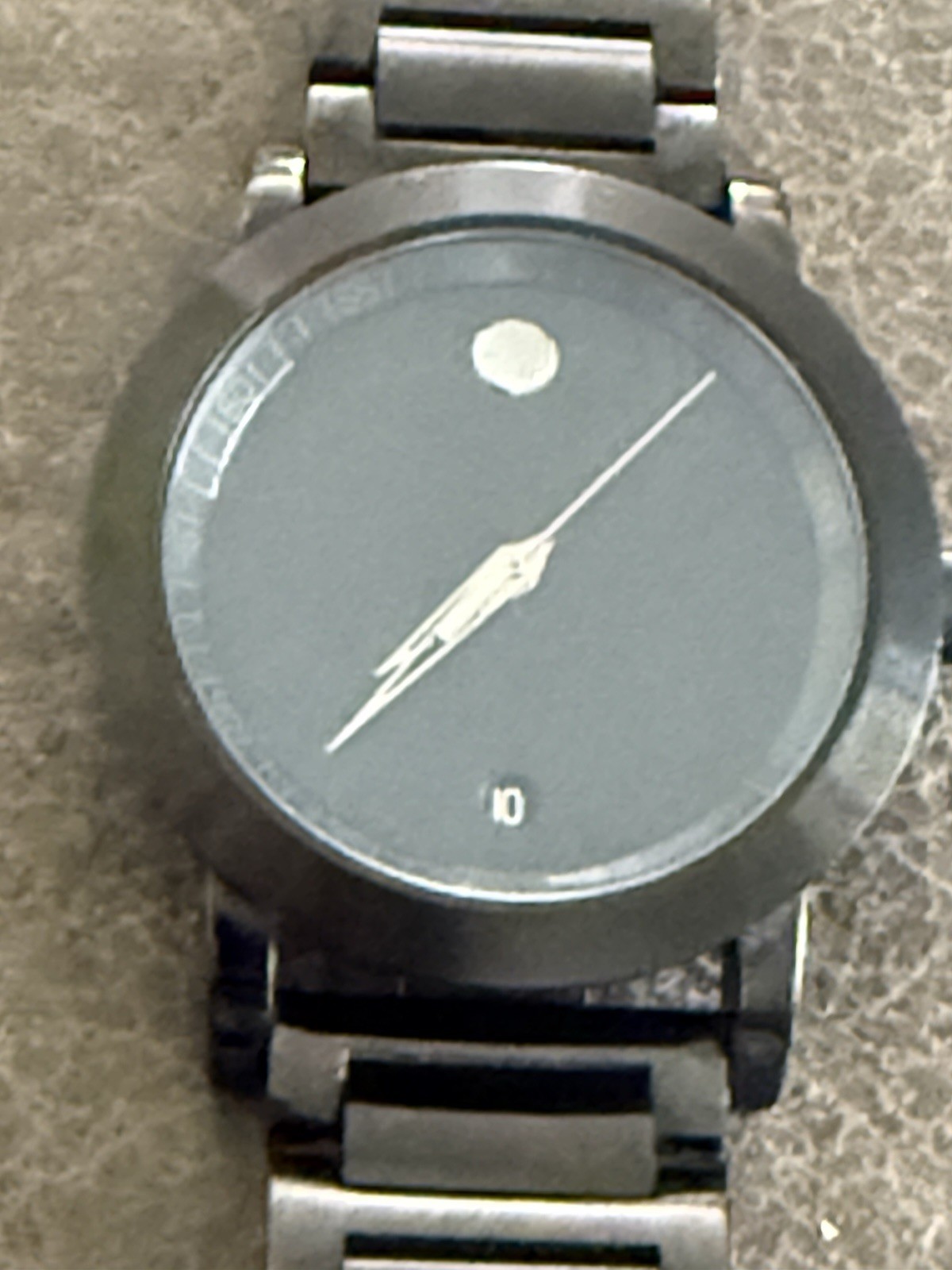 Movado Museum Black Dial Quartz Analog Watch Black SS Bracelet Fixed Bezel