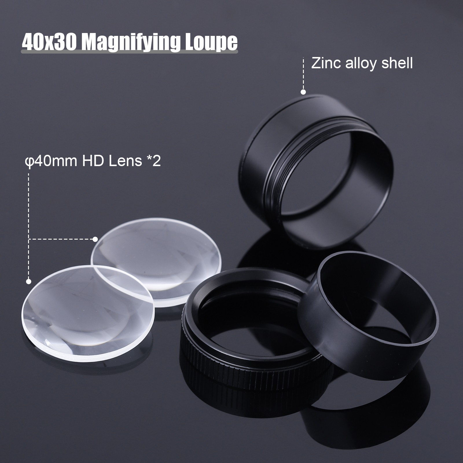 40X Jewelers Loupe Magnifier Light Jewelry Eye Loop Pocket Magnifying Glass Coin