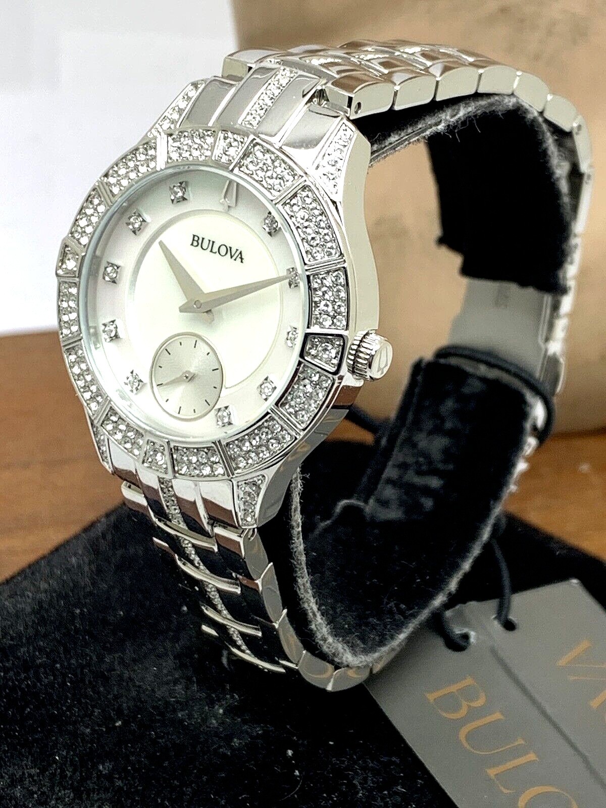 Bulova Women’s Watch 96L291 Quartz White Mother of Pearl Dial Crystal Accent