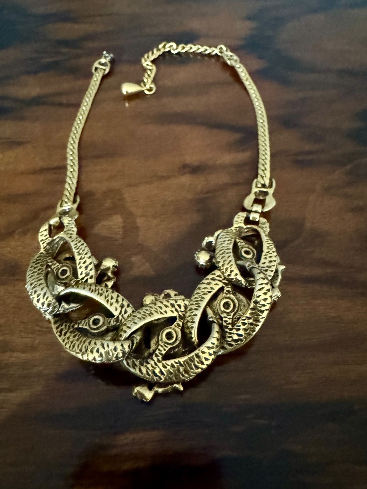 Vintage 1950’s Selro Selini Dragon Egg Gold Necklace & Clip-On Earrings Set