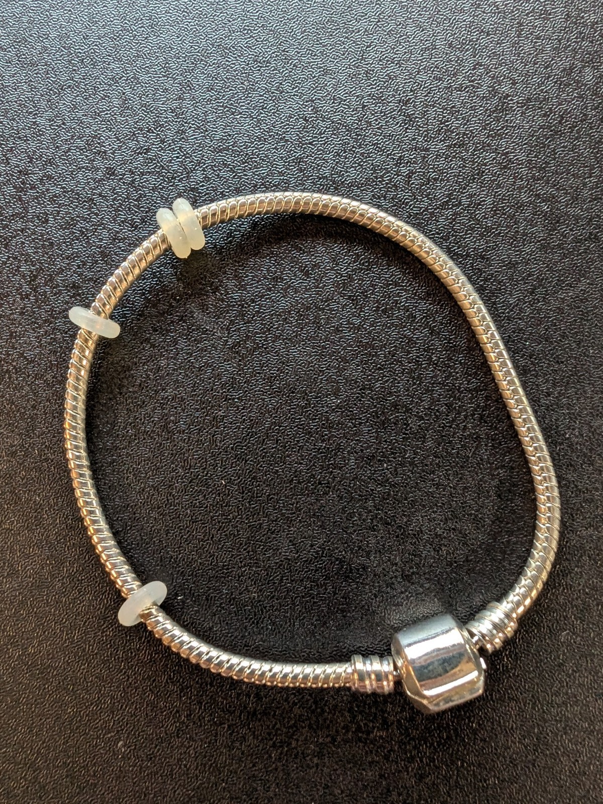 Silver Tone Snake Chain Charm Bracelet Metal Barrel Clasp Charms Not Included