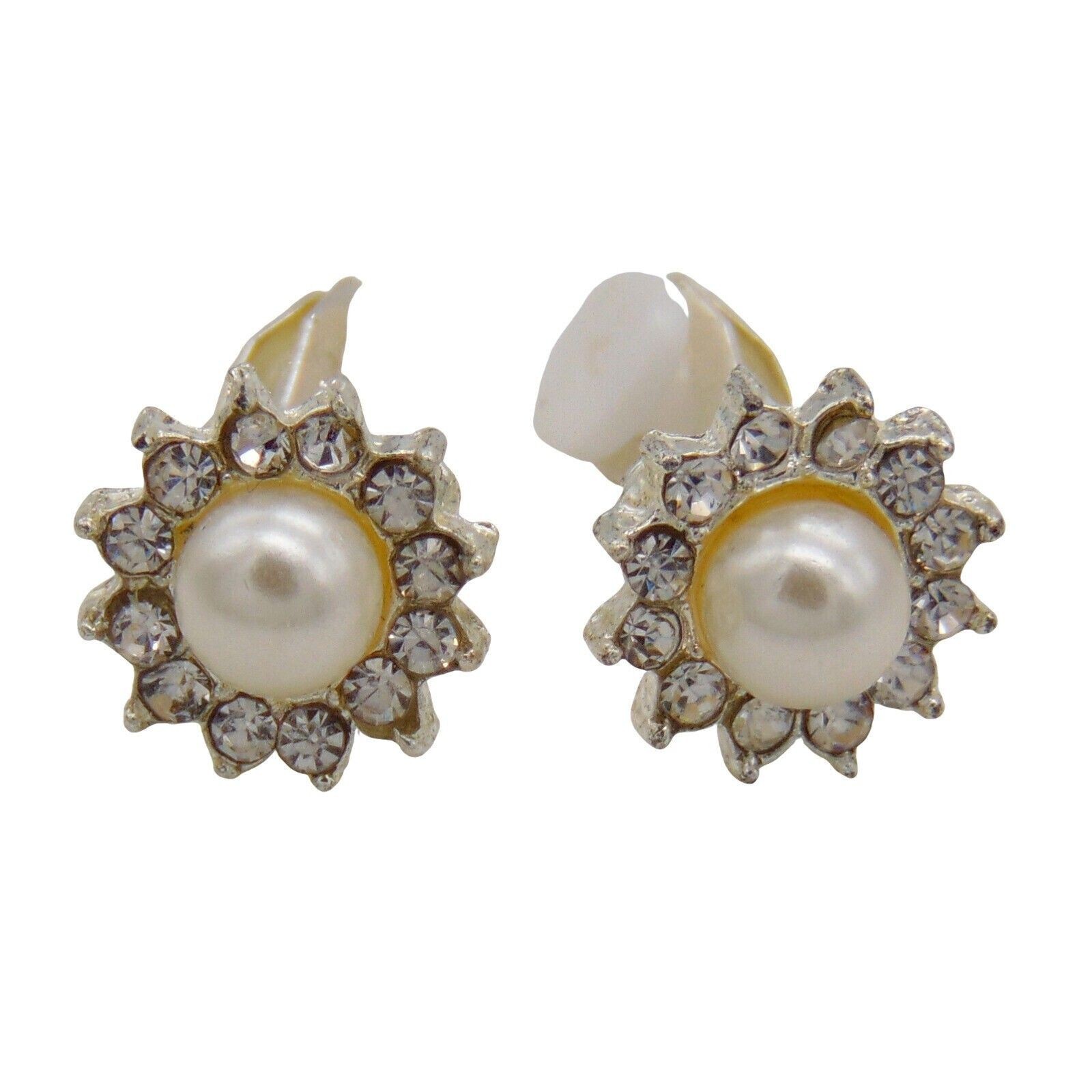 CLIP ON Earrings Womens Non Pierced Dangle Vintage Silver Gold Rhinestone Stud