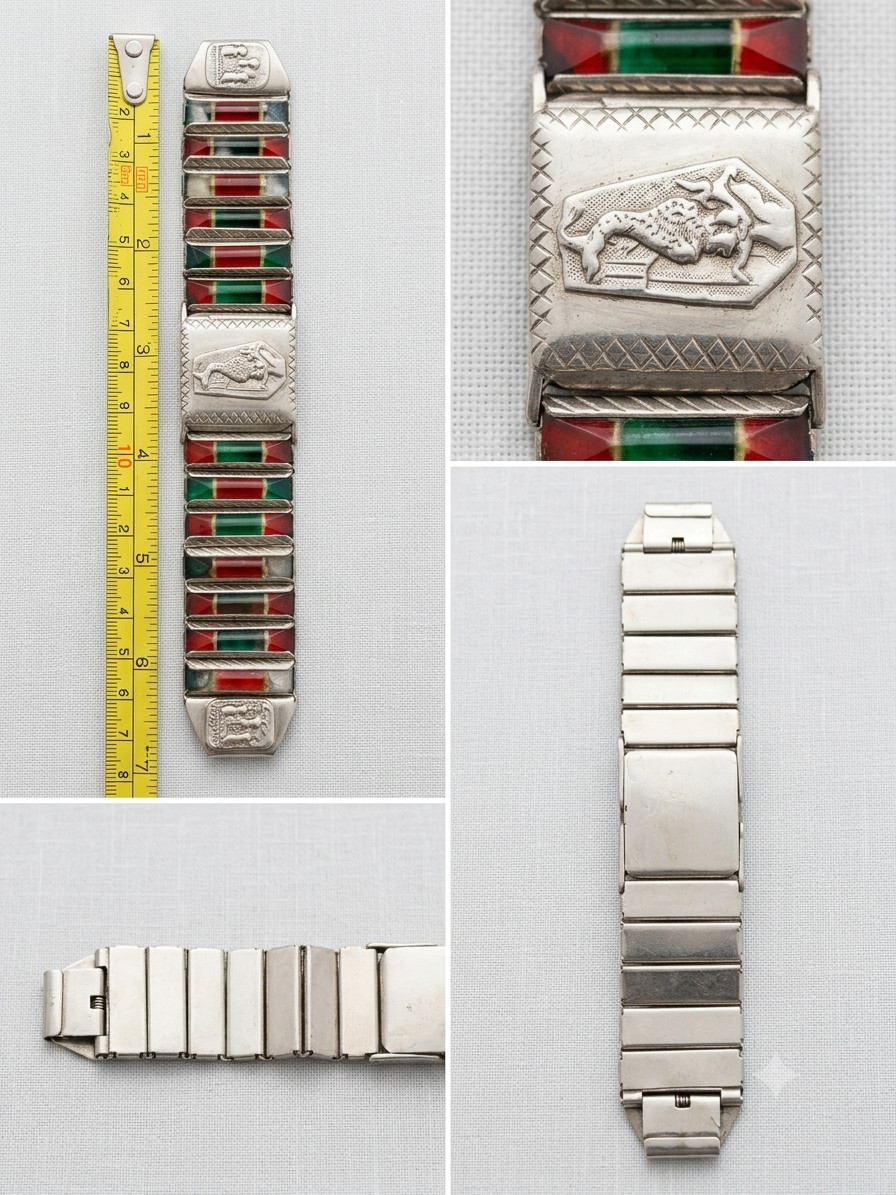 Vintage Expandable Bracelet – Mermaid & Three-Domed Church Motif – Folk Art Desi