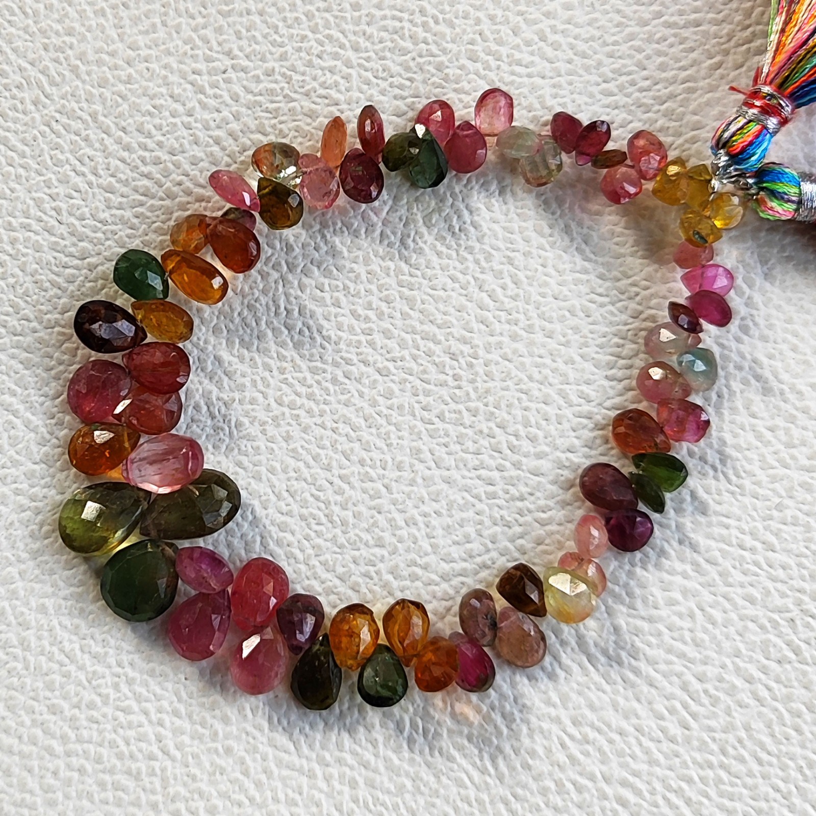 Brazilian Tourmaline 7” Strand Faceted Pear Shape 5×3-10×6 mm Multicolor Gems