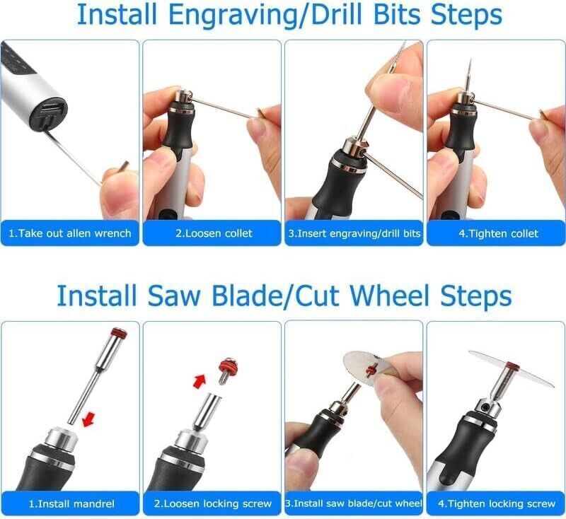 Cordless Electric Mini Drill Grinder Engraving Pen Variable Speed Rotary Tool US