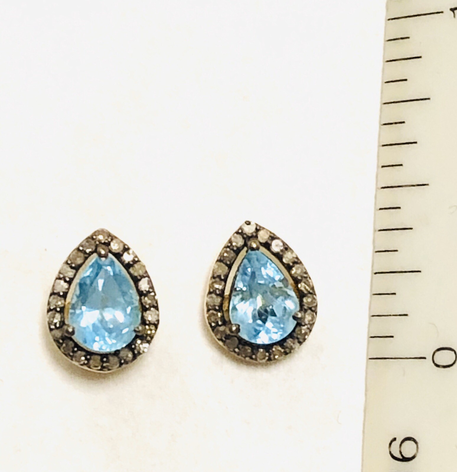 Sterling Silver Gold Plate Apatite and Champagne Diamond Stud Earrings