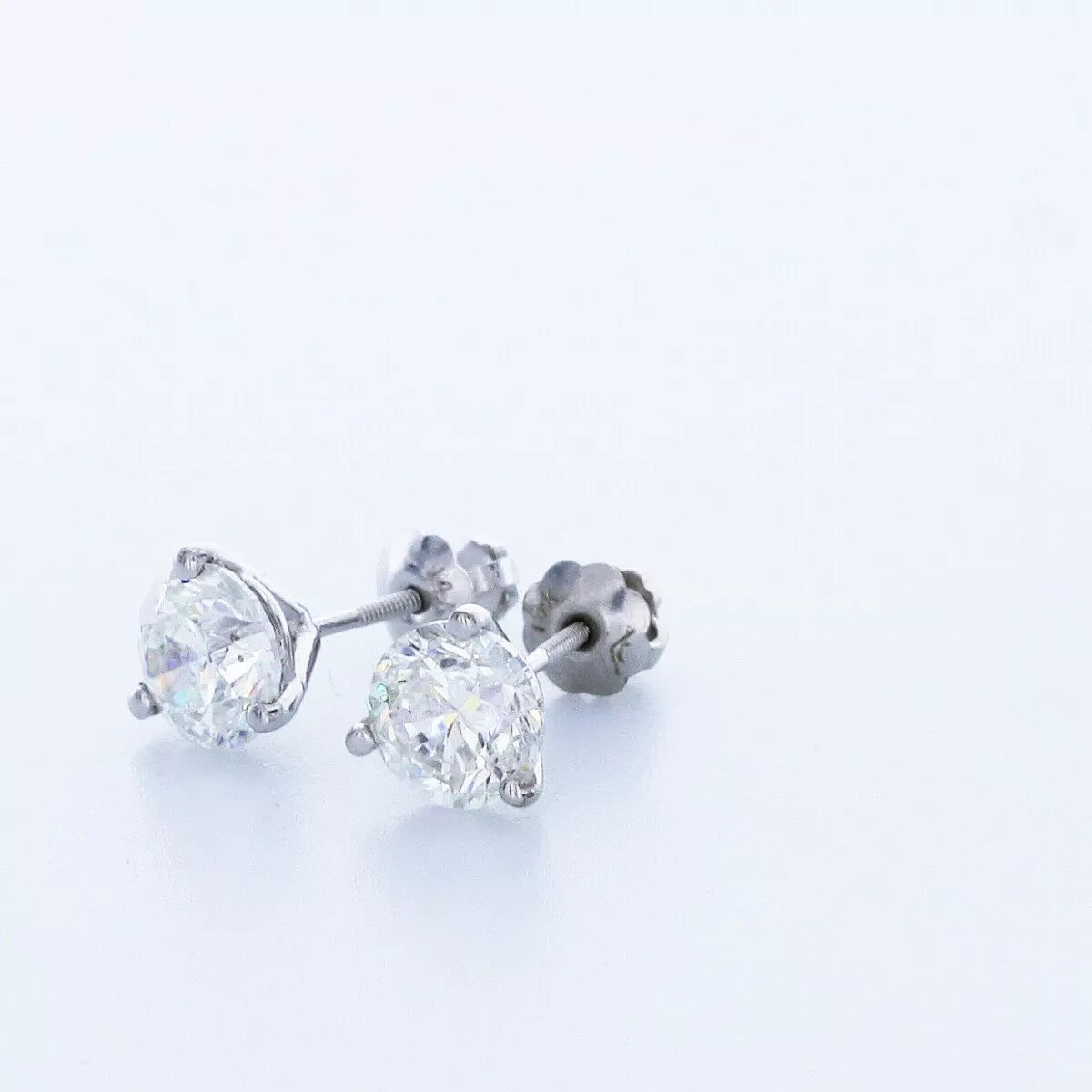Stud Earrings Solid 14K White Gold Classic 2.15 CT Round Natural Diamond E VS2