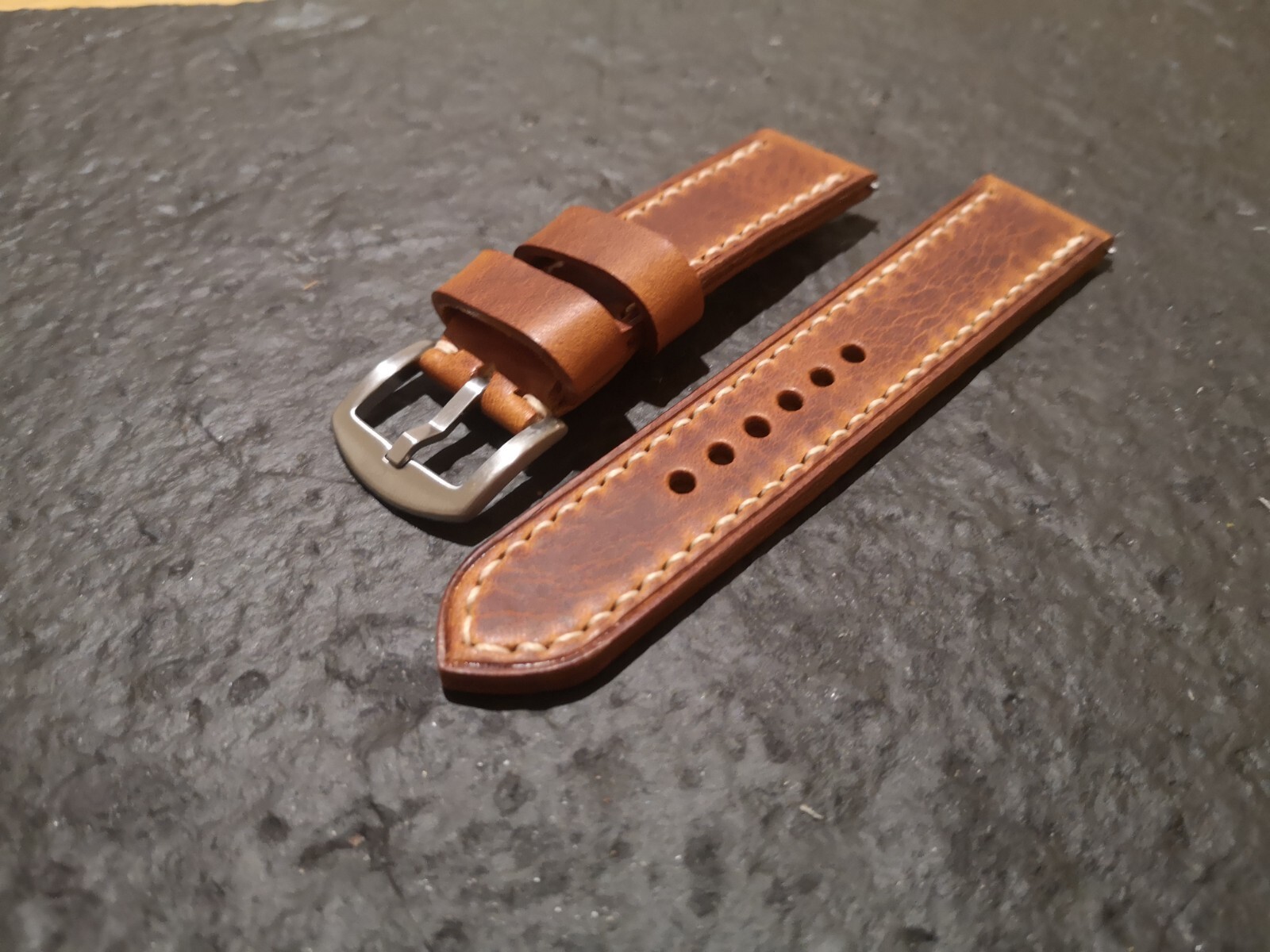 Tan Italian Leather Watch Strap: 18 to 24 mm: Handmade in the UK
