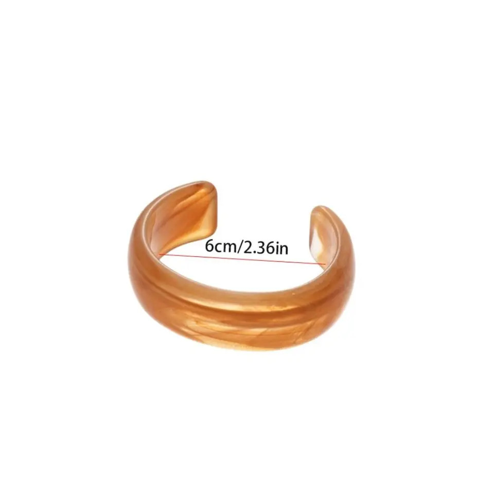 Acrylic Resin Open Cuff Bangle Women Irregular Round Layered Strand Jewelry