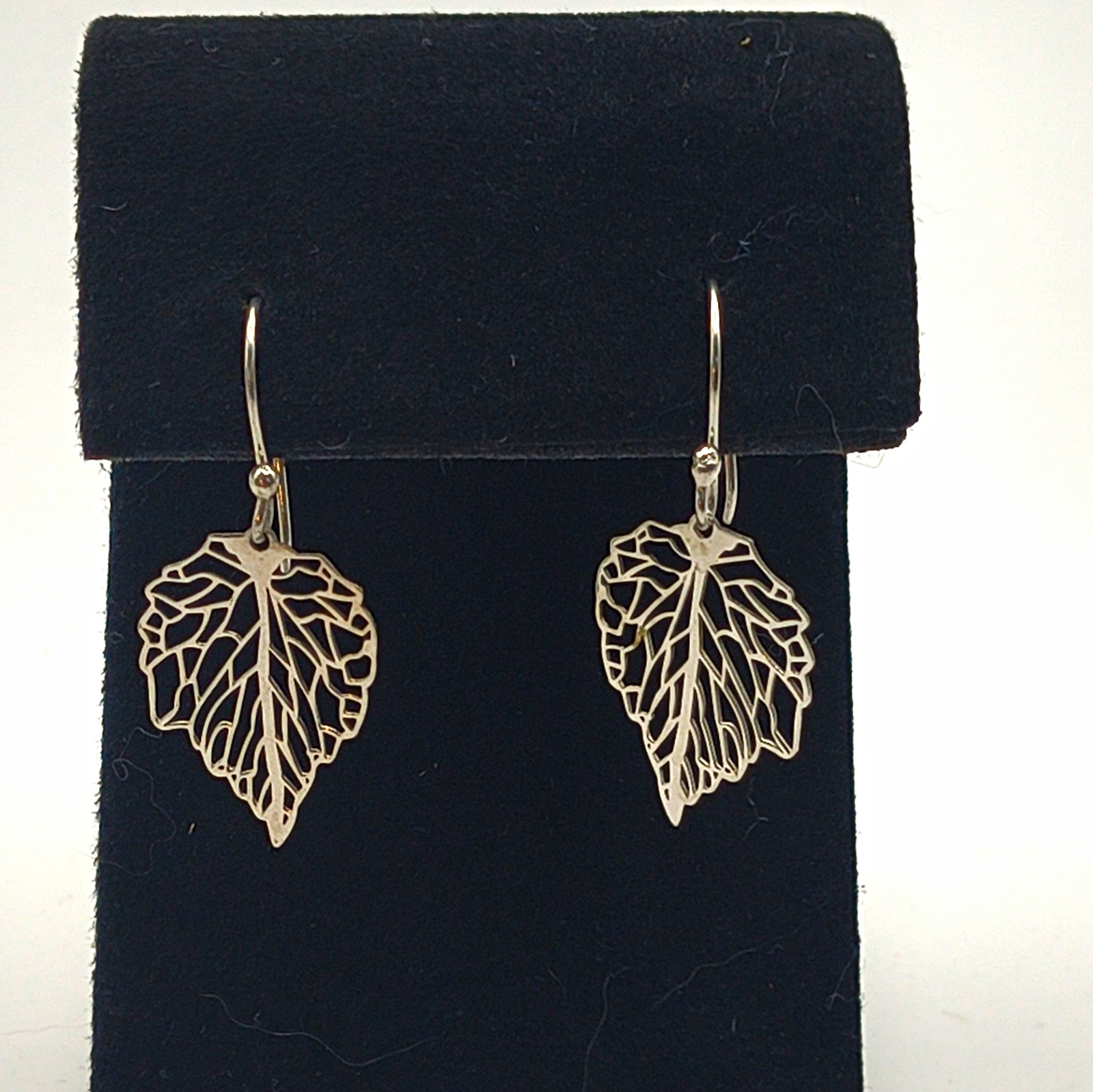 Signed Sterling Silver 925 Leaf Dangle Hook Earrings No Stone Mexico 1.1 Gram