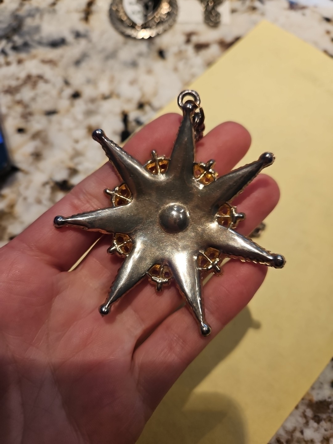 Necklace Pendant, Heraldic Crown Coat of Arms 7 point Star Renaissance Cosplay