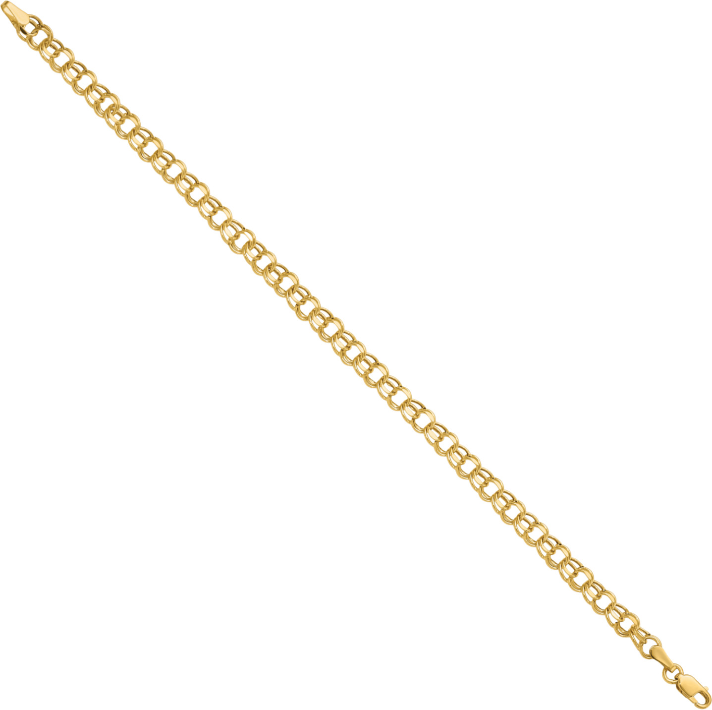 10K Yellow Gold 4.5mm Cable Chain Double Link Charm Bracelet