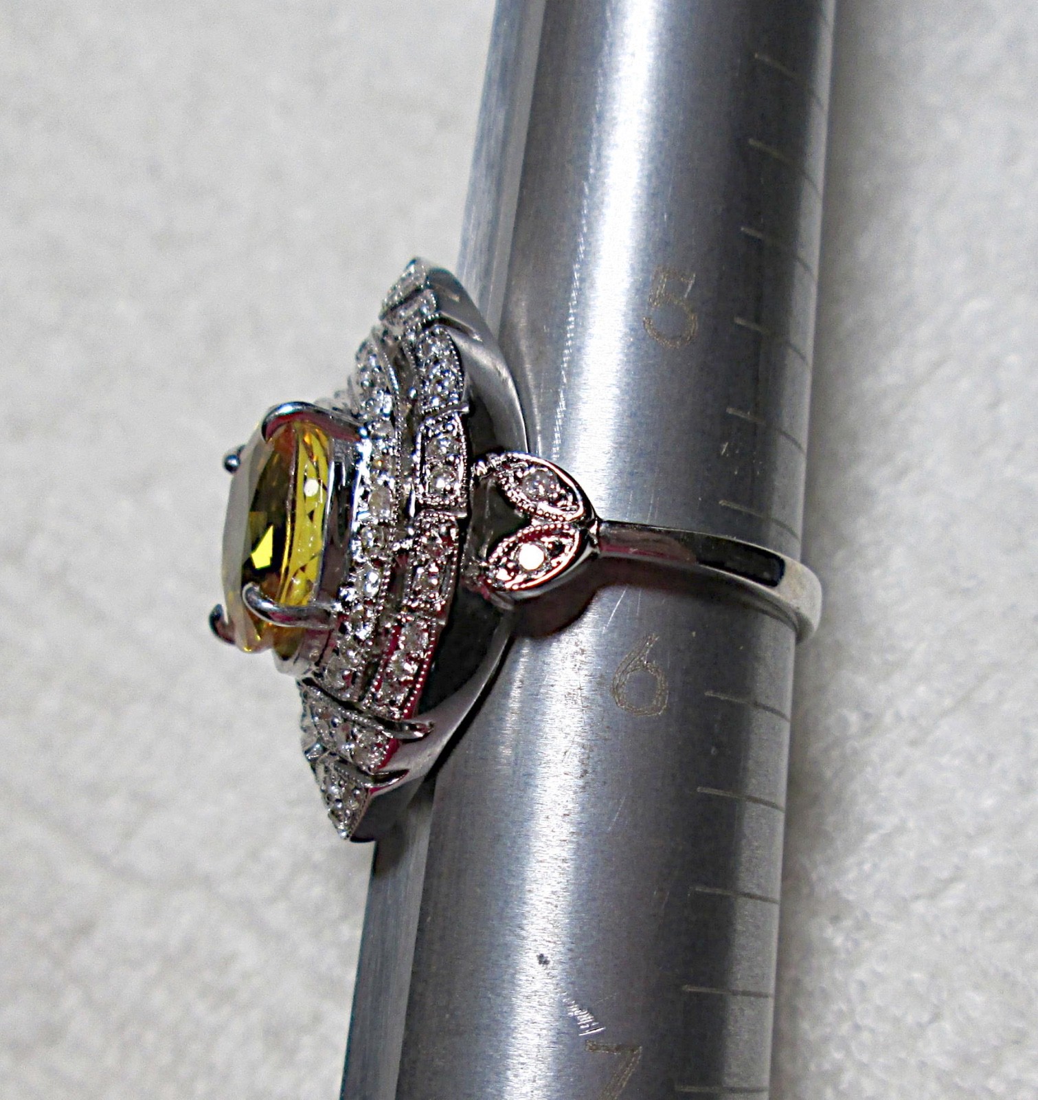 GORGEOUS 18K WG NATURAL SAPPHIRE DIAMOND RING SEPT BIRTHSTONE
