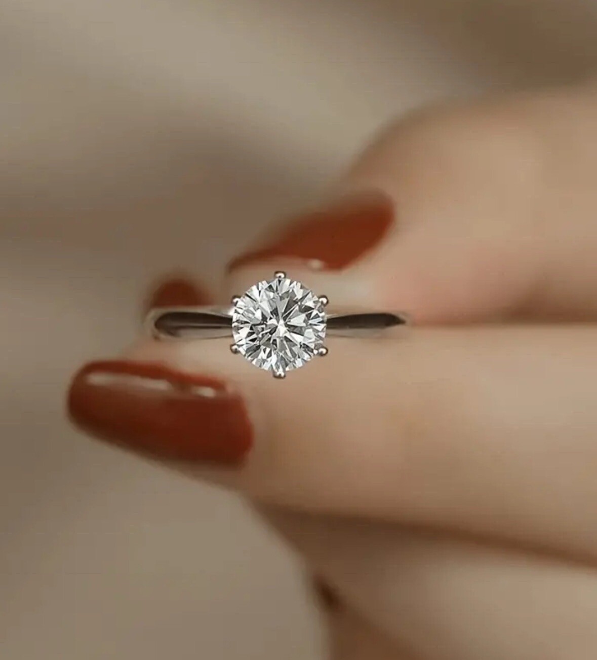 2 Carat Moissanite Solitaire Engagement Ring 925 Sterling Silver Size 7