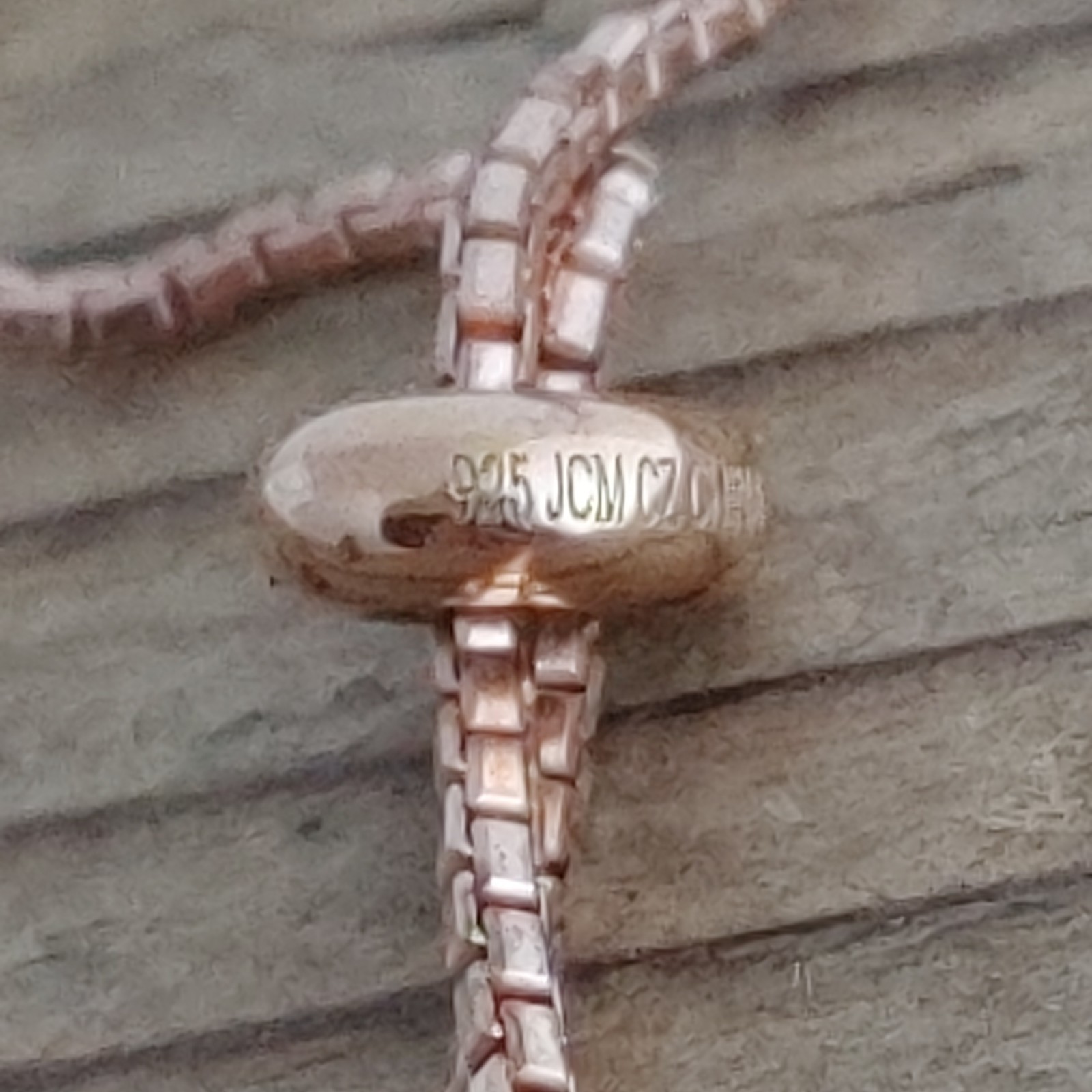 Rose Gold Tone 925 Sterling CZ Adjustable Slider Bracelet Sign JCM Tennis Style