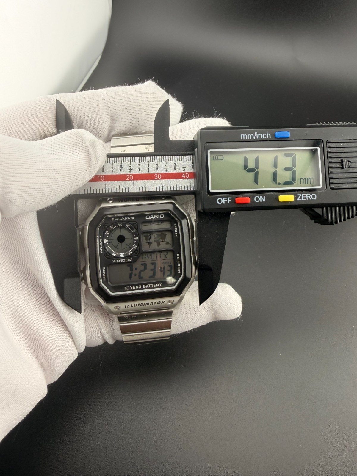 Casio Watch AE-1200WH Royale World Time Illuminator Silver w/ Original Bracelet
