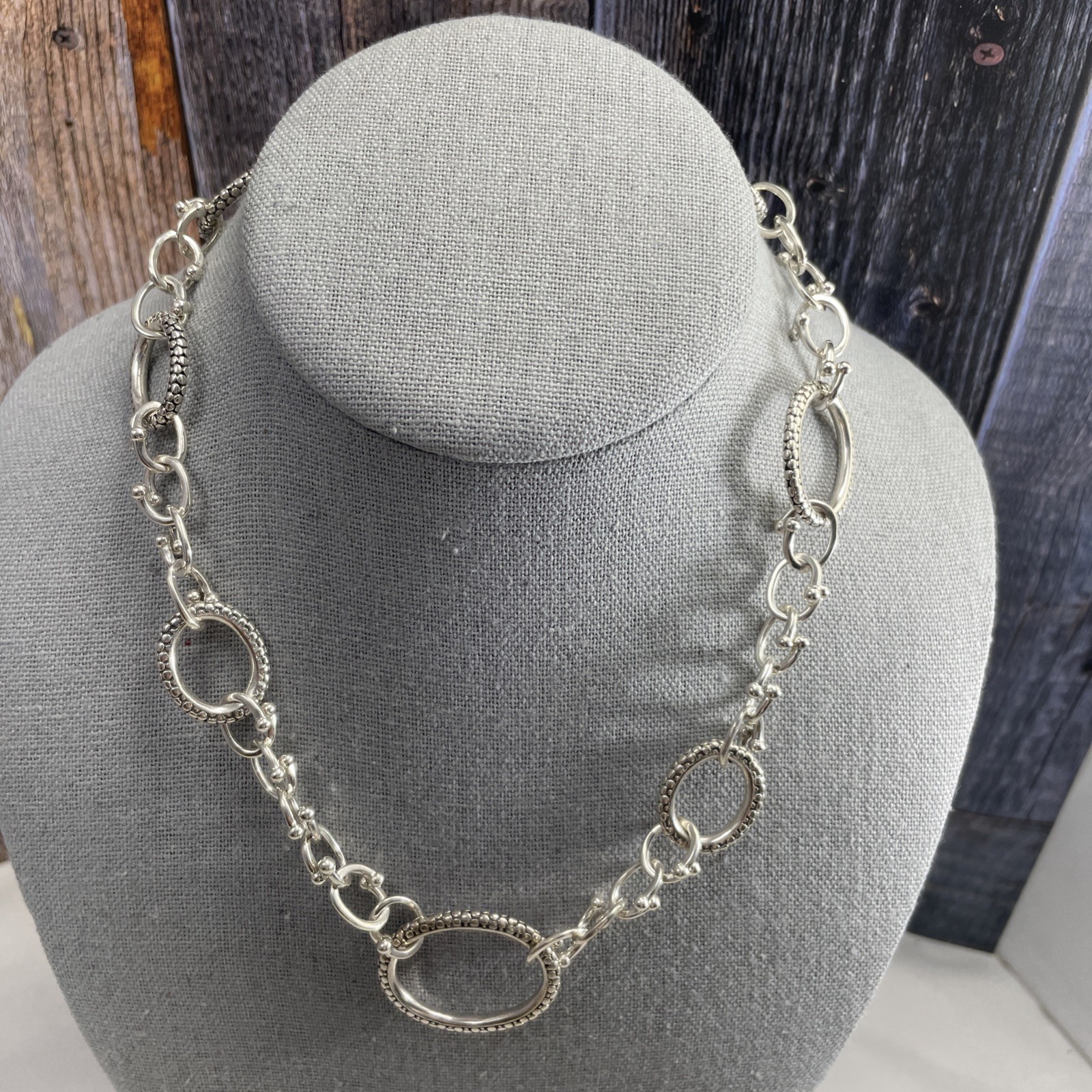925 Sterling Silver Michael Dawkins Pebble Oval Link Chain Necklace 16″ 60 grams
