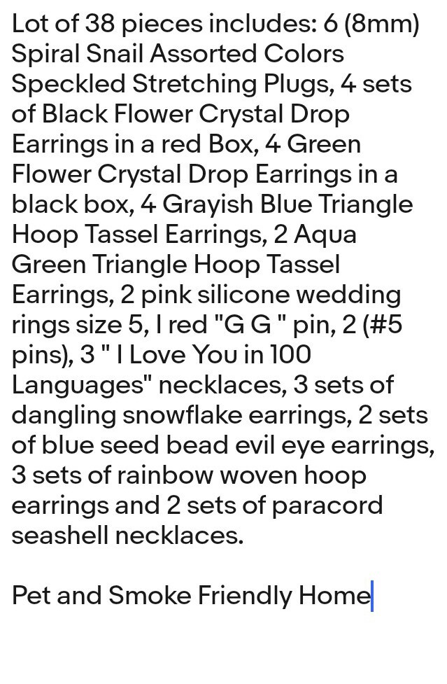 38 Piece Fashion Jewelry Lot of Earrings, Necklaces, Rings, Pins (SEE DESCR…)