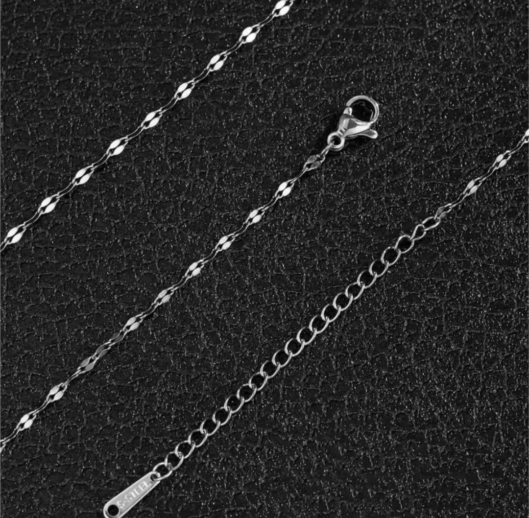 Stainless Steel Shining Chain Necklace 45+5 cm Unisex Lobster Clasp Daily Use